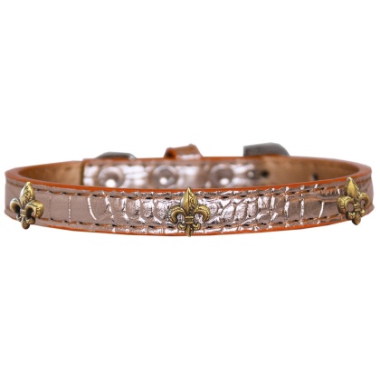 Bronze Fleur De Lis Widget Croc Dog Collar Copper Size 10