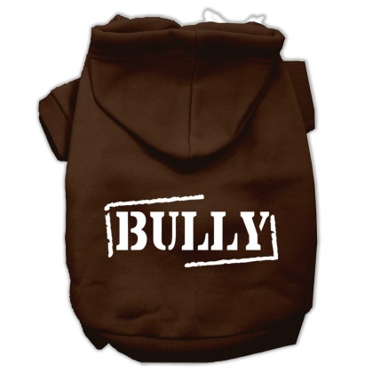 Bully Screen Printed Pet Hoodies Brown Size Lg