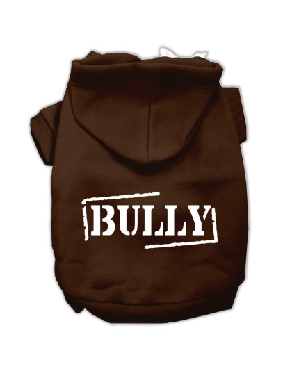 Bully Screen Printed Pet Hoodies Brown Size Lg