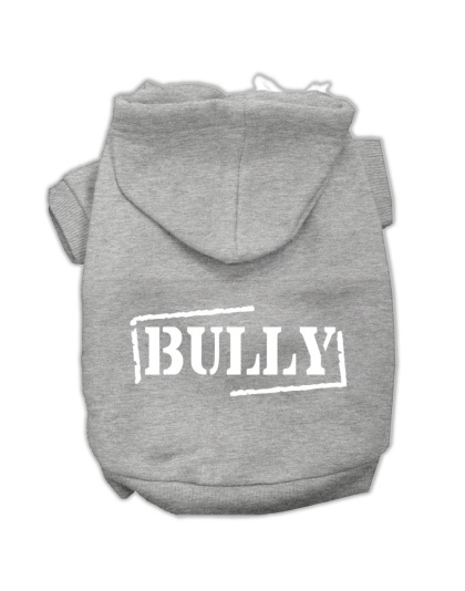 Bully Screen Printed Pet Hoodies Grey Size Lg