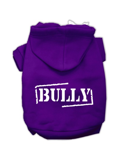 Bully Screen Printed Pet Hoodies Purple Size Lg