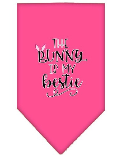 Bunny is my Bestie Screen Print Bandana Bright Pink Large