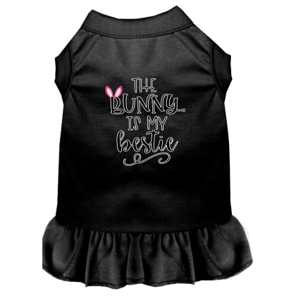 Bunny is my Bestie Screen Print Dog Dress Black 4X (22)