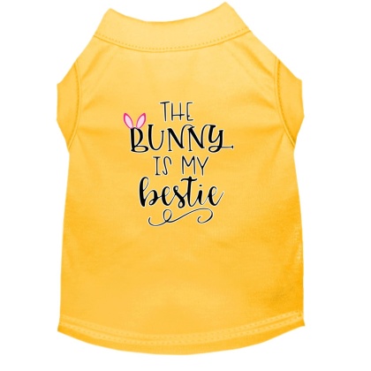 Bunny is my Bestie Screen Print Dog Shirt Yellow Lg