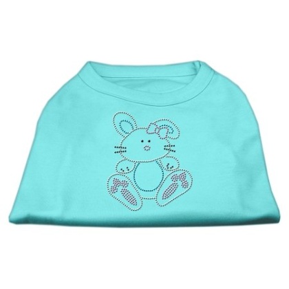 Bunny Rhinestone Dog Shirt Aqua Lg