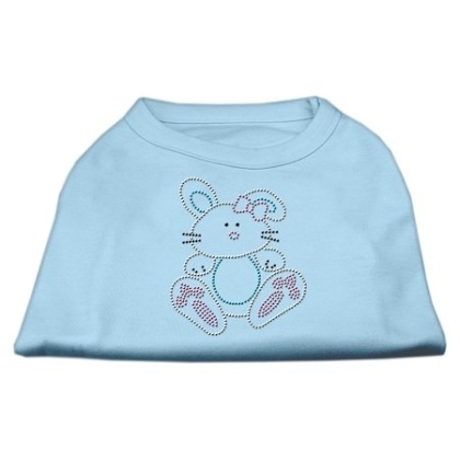 Bunny Rhinestone Dog Shirt Baby Blue Lg