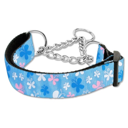 Butterfly Nylon Ribbon Collar Martingale Blue Large