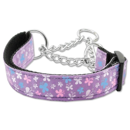 Butterfly Nylon Ribbon Collar Martingale Lavender Large