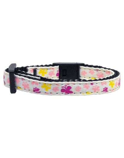 Butterfly Nylon Ribbon Collar White Cat Safety