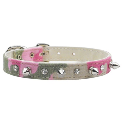 Camo Crystal and Spike Collars Pink Camo 10