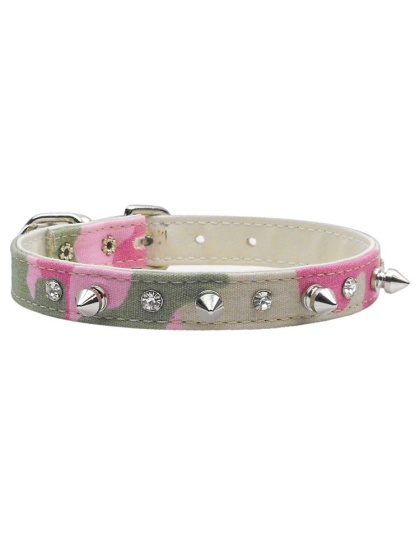 Camo Crystal and Spike Collars Pink Camo 10