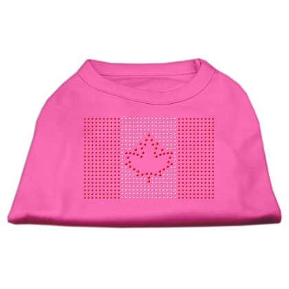 Canadian Flag Rhinestone Shirts Bright Pink L