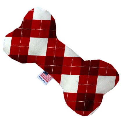 Candy Cane Argyle 10 Inch Canvas Bone Dog Toy