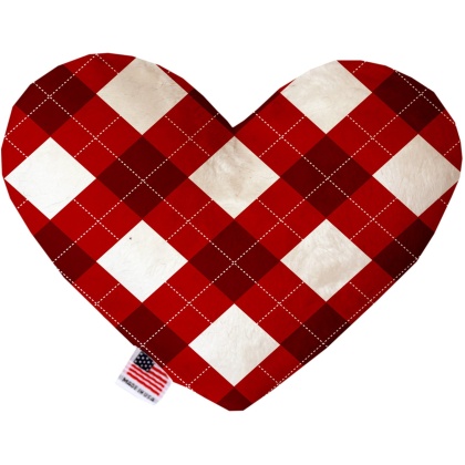 Candy Cane Argyle 6 Inch Canvas Heart Dog Toy