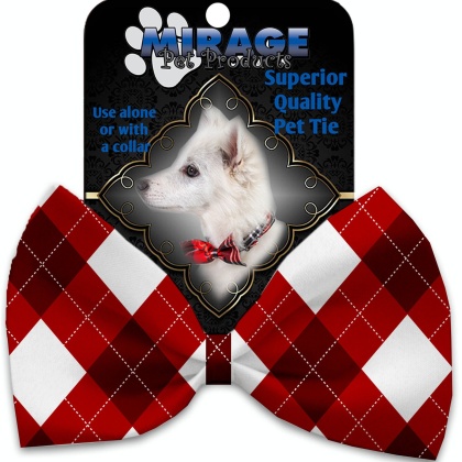 Candy Cane Argyle Pet Bow Tie