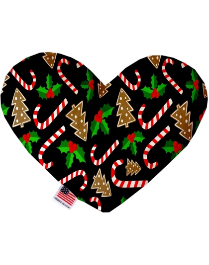 Candy Cane Chaos 6 Inch Canvas Heart Dog Toy