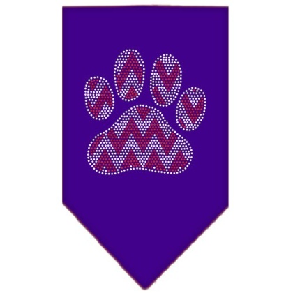 Candy Cane Chevron Paw Rhinestone Bandana Purple Large