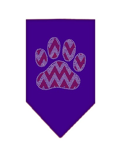 Candy Cane Chevron Paw Rhinestone Bandana Purple Large