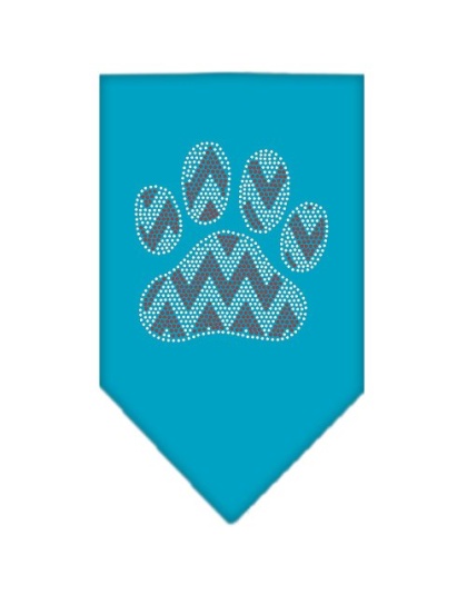 Candy Cane Chevron Paw Rhinestone Bandana Turquoise Large