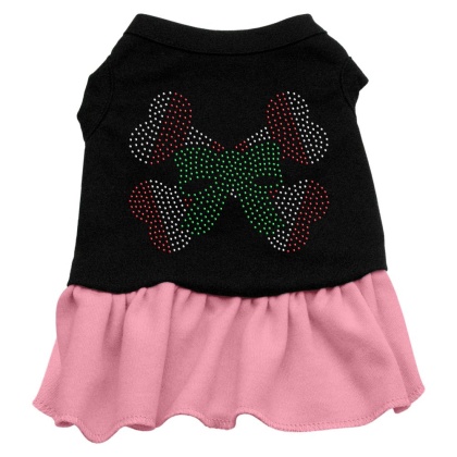 Candy Cane Crossbones Rhinestone Dress Black with Pink Lg