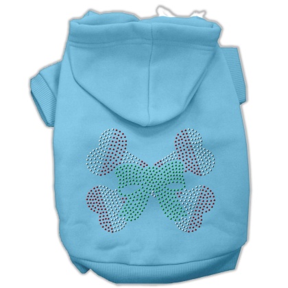 Candy Cane Crossbones Rhinestone Hoodie Baby Blue L