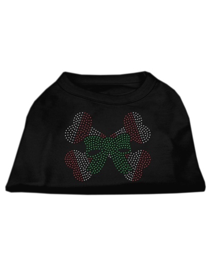 Candy Cane Crossbones Rhinestone Shirt Black L