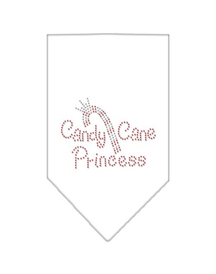 Candy Cane Princess Rhinestone Bandana White Large