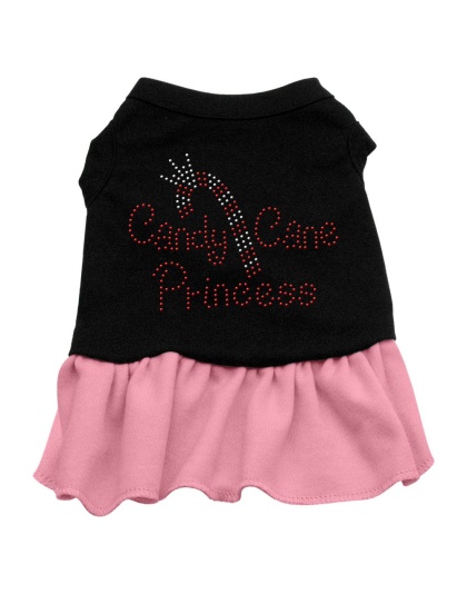 Candy Cane Princess Rhinestone Dress Black with Pink Lg