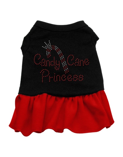 Candy Cane Princess Rhinestone Dress Black with Red Lg