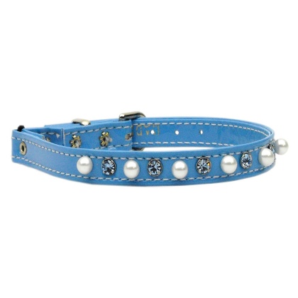 Cat Safety w/ Band Patent Pearl and Crystals Baby Blue 10