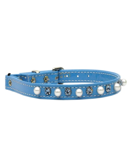 Cat Safety w/ Band Patent Pearl and Crystals Baby Blue 10