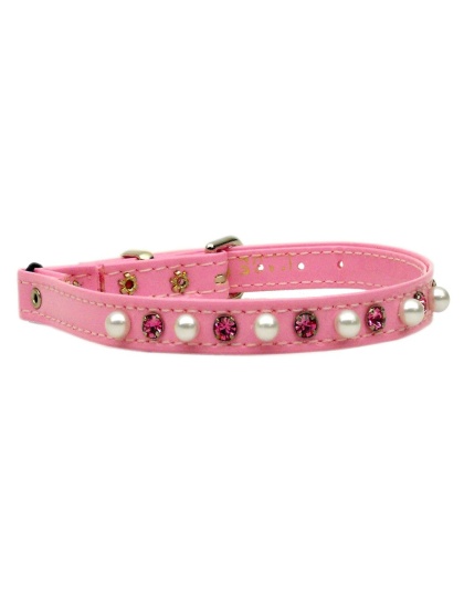 Cat Safety w/ Band Patent Pearl and Crystals Pink 10