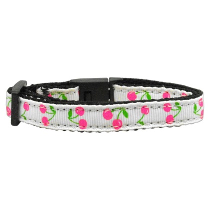 Cherries Nylon Collar White Cat Safety