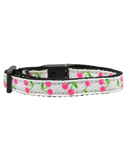 Cherries Nylon Collar White Cat Safety