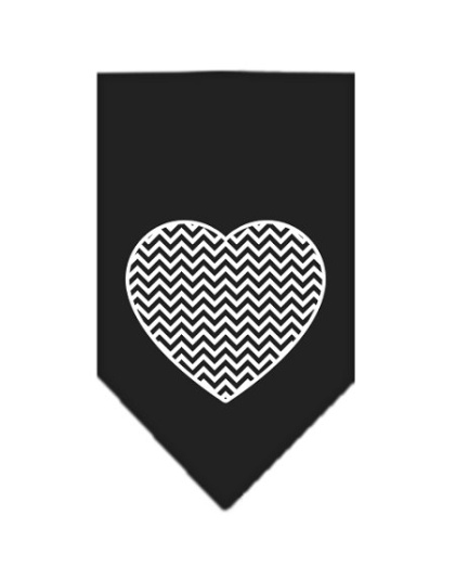 Chevron Heart Screen Print Bandana Black Large