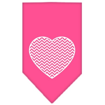 Chevron Heart Screen Print Bandana Bright Pink Large