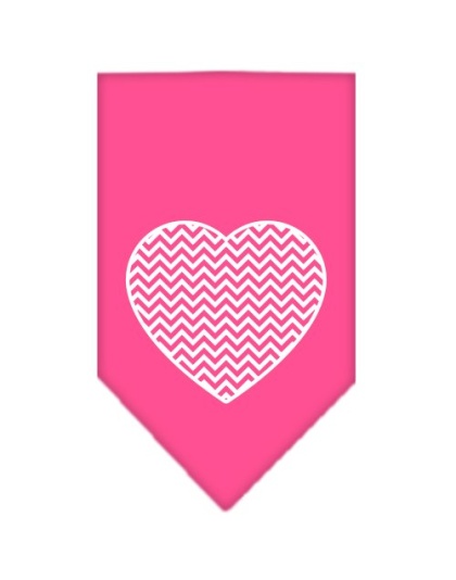 Chevron Heart Screen Print Bandana Bright Pink Large