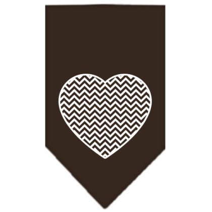 Chevron Heart Screen Print Bandana Brown Large