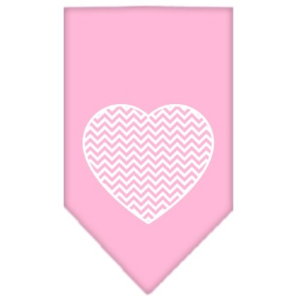 Chevron Heart Screen Print Bandana Light Pink Large