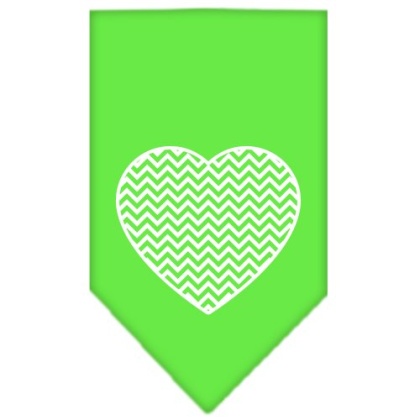 Chevron Heart Screen Print Bandana Lime Green Large