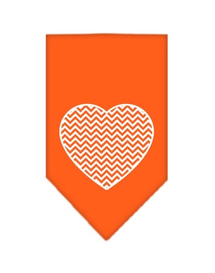 Chevron Heart Screen Print Bandana Orange Large