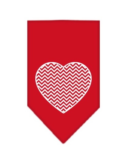 Chevron Heart Screen Print Bandana Red Large