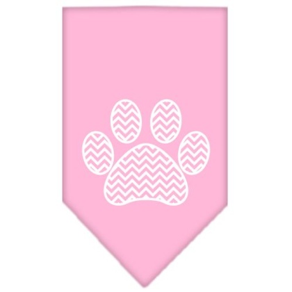 Chevron Paw Screen Print Bandana Light Pink Large