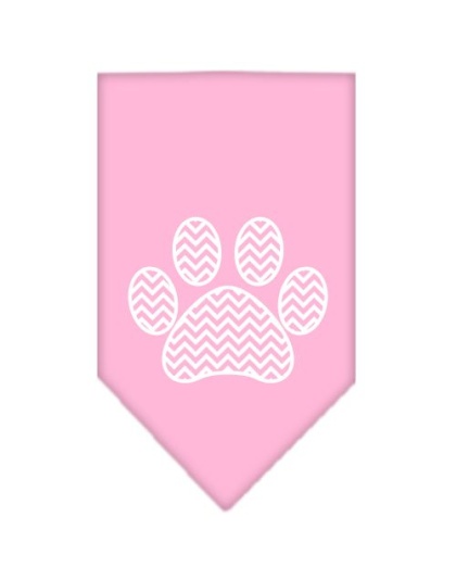 Chevron Paw Screen Print Bandana Light Pink Large