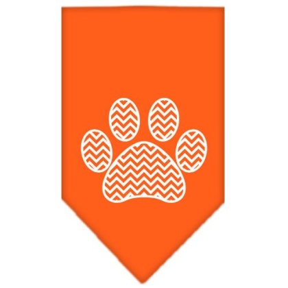 Chevron Paw Screen Print Bandana Orange Large