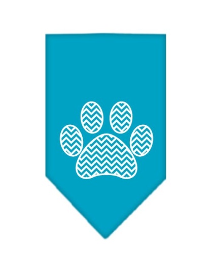 Chevron Paw Screen Print Bandana Turquoise Large