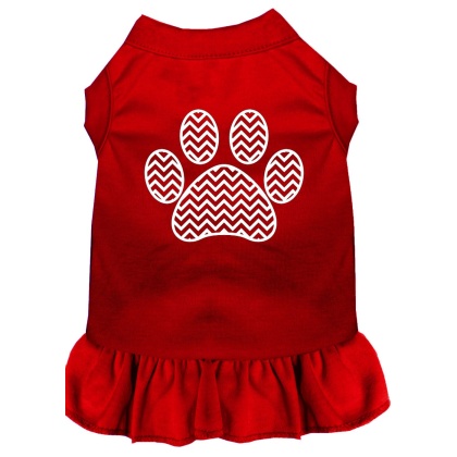 Chevron Paw Screen Print Dress Red 4X (22)