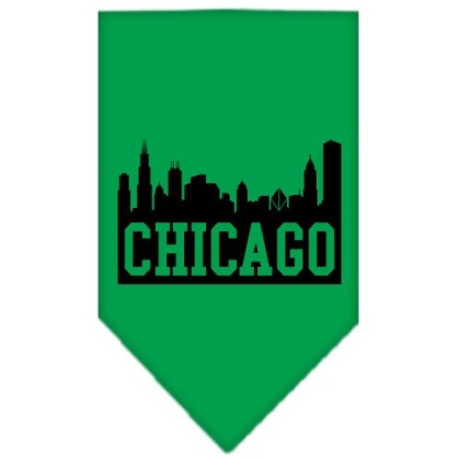 Chicago Skyline Screen Print Bandana Emerald Green Large