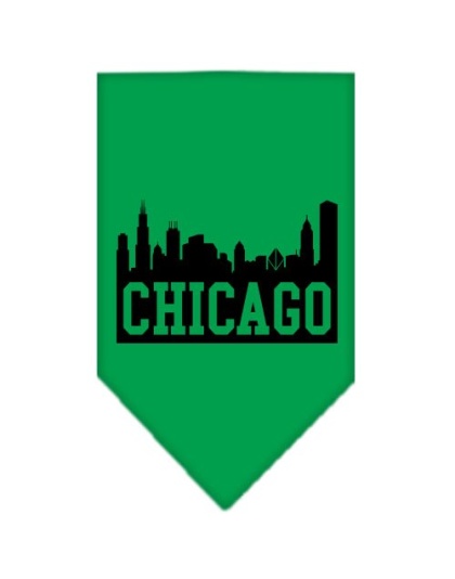 Chicago Skyline Screen Print Bandana Emerald Green Large