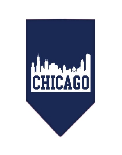 Chicago Skyline Screen Print Bandana Navy Blue large